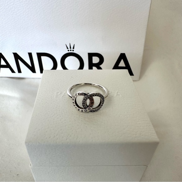 Authentic PANDORA CIRCLES Silver LOGO SIGNATURE Ring - 50 - Picture 6 of 6